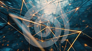 Digital network connecting data nodes with glowing lines