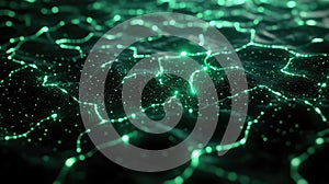 Digital network connecting data points in an abstract design