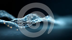 Digital network connecting data points in an abstract futuristic design