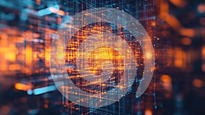 Digital network connecting data points in abstract grid