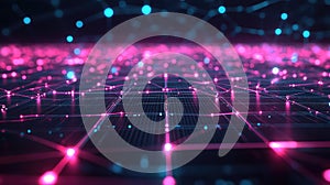 Digital network connecting data points in an abstract grid