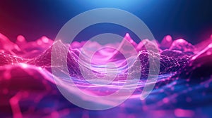 Digital network connecting data points in abstract landscape