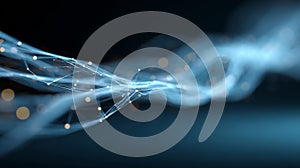 Digital network connecting data points in abstract light stream