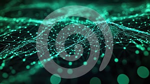 Digital network connecting data points forming abstract cyber structure