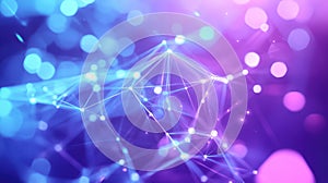 Digital network connecting data points with vibrant bokeh