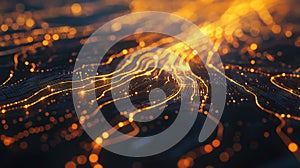 Digital network connecting data streams, creating information flow