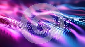 Digital network connecting data waves with glowing particles