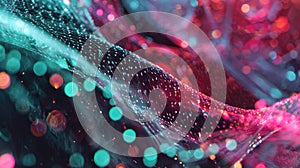 Digital network connecting points glowing light data flow