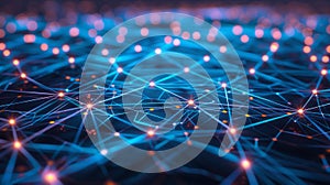 Digital Network Connection With Glowing Nodes And Lines Abstract Background
