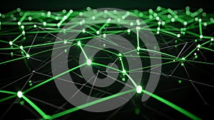 Digital Network Connection With Green Lines And Nodes, Abstract Technology Background