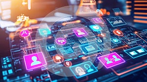 Digital network connections, data flow, future tech.  Use tech presentations