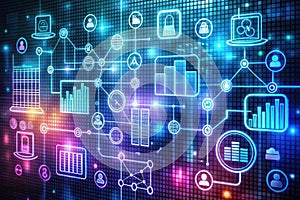 Digital network connections and data visualization isolated on white background