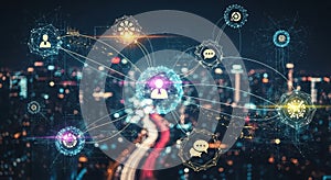 Digital network connections futuristic technology abstract data flow global communication concept