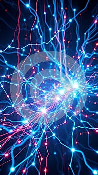 Digital Network Connections: Futuristic Technology Grid