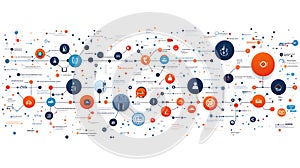 Digital Network Connections with Icons and Data technology