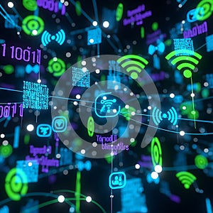 Digital Network Connectivity and Wireless Technology Visualization