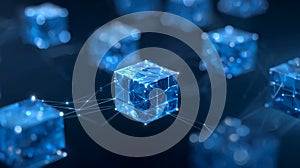 Digital Network Cubes: Blockchain & AI Concept