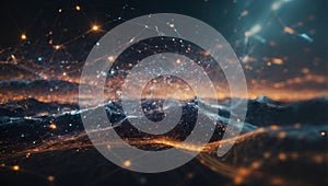 A digital network of data and information, flowing through a virtual world.