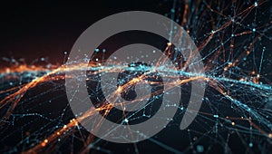 A digital network of data and information, flowing through a virtual world, creating a complex and interconnected web.