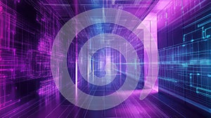 Digital network data lines creating futuristic abstract connection tunnel