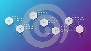 Digital Network Diagram with Hexagonal Nodes