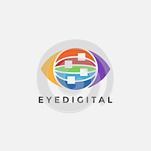 Digital network eye logo icon vector template
