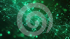 Digital network grid connecting with glowing data points