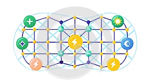 Digital Network Grid Connection Map Icon, vector design Generative AI