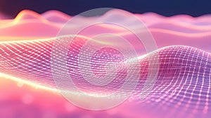 Digital network grid creating undulating abstract wave pattern