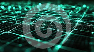 Digital network grid displaying data connection and technology concept