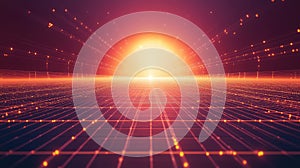 Digital network grid illuminating future technology connection