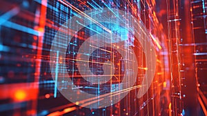 Digital network grid representing data big data flow