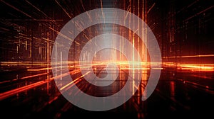 Digital network grid transmitting data in futuristic cyberspace