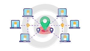 Digital Network Hierarchy Structure Icon, vector design Generative AI