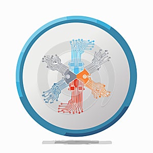 Digital Network Hub Circuit Icon