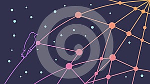 Digital Network Interaction: Person Connecting with Abstract Data, vector design Generative AI