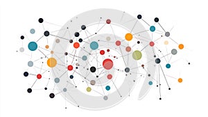 A digital network with interconnected nodes representing data transfer and communication