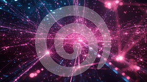 A digital network with interconnected nodes representing data transfer and communication