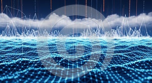 Digital Network Landscape Abstract Data Flow, Cloud Computing, Big Data Analysis