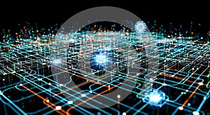 Digital network lines connecting data points