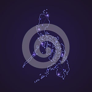 Digital network map of Philippines. Abstract connect line and do