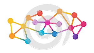 Digital Network Mesh, Vibrant Connected Nodes, vector design Generative AI