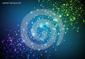 Digital network pattern with interconnected nodes and lines forming