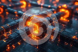 Digital network structure with glowing nodes and interconnected elements showcases modern technology concepts