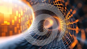 Digital network tunnel creating futuristic data connection