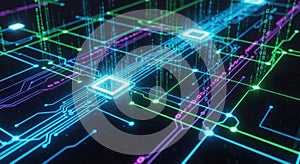 Digital network visualization depicting interconnected global data flow and technology