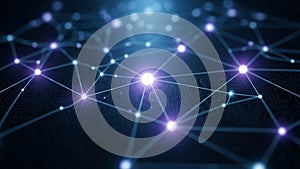 Visualization featuring interconnected nodes and lines on a dark