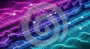 Digital network visualization with interconnected data streams and binary code