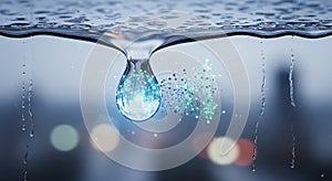 Digital Network in Water Drop: Smart Water Technology Concept