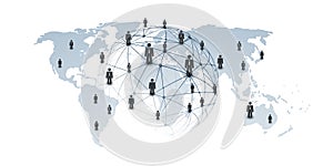 Digital Networks, IT, Global Business Connections - Team Work or Social Media Concept Design with Globe, Connected People